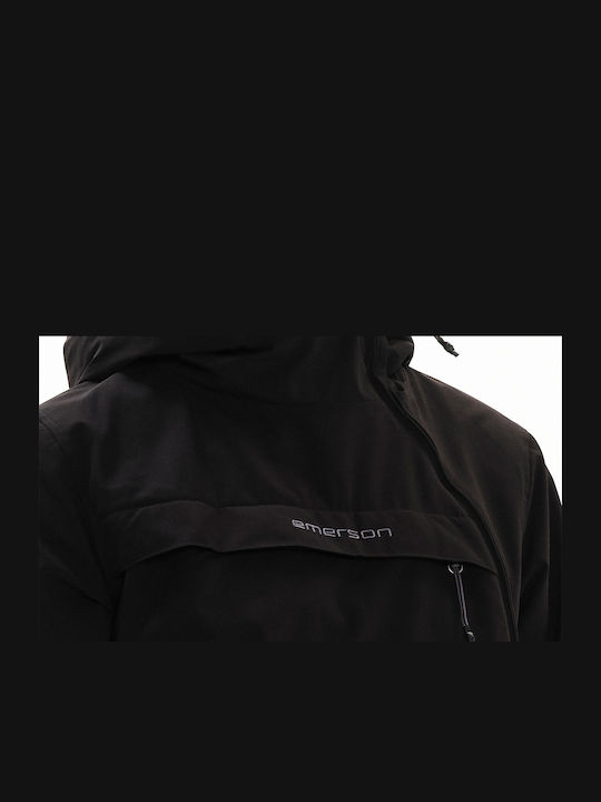 Women's Short Sports Jacket for Winter with Hood Black