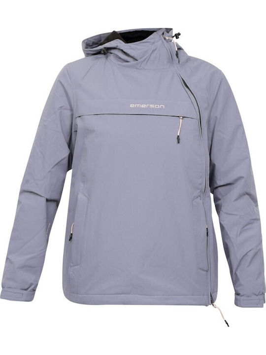 Women's Short Sports Jacket for Winter with Hood Violet