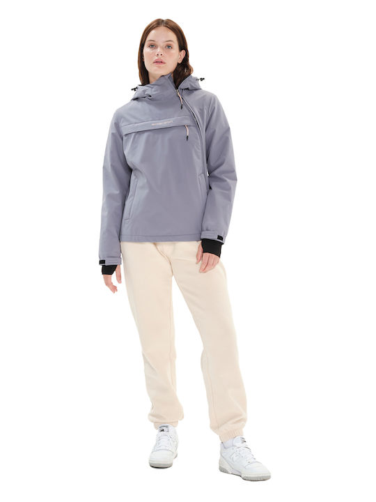 Women's Short Sports Jacket for Winter with Hood Violet