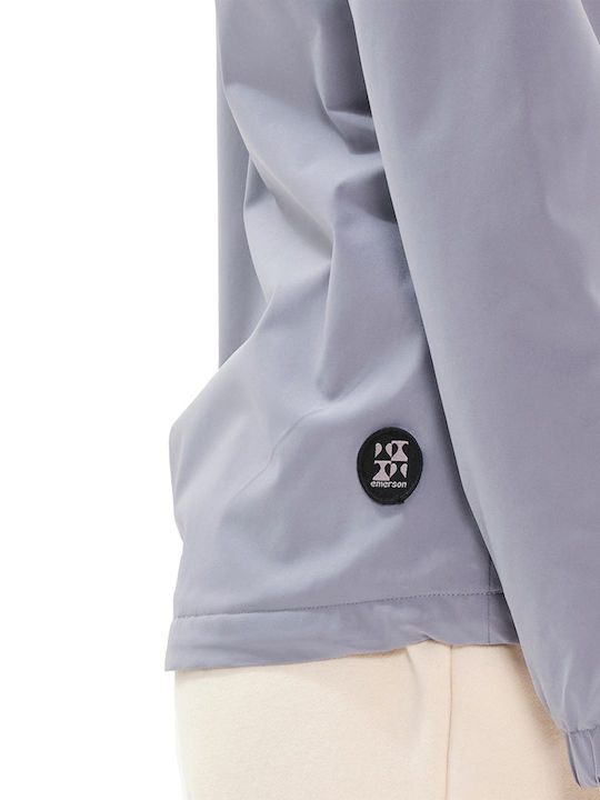 Women's Short Sports Jacket for Winter with Hood Violet