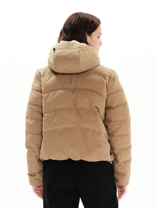 Emerson Kurz Damen Puffer Jacke Wasserdicht und Winddicht für Winter Beige