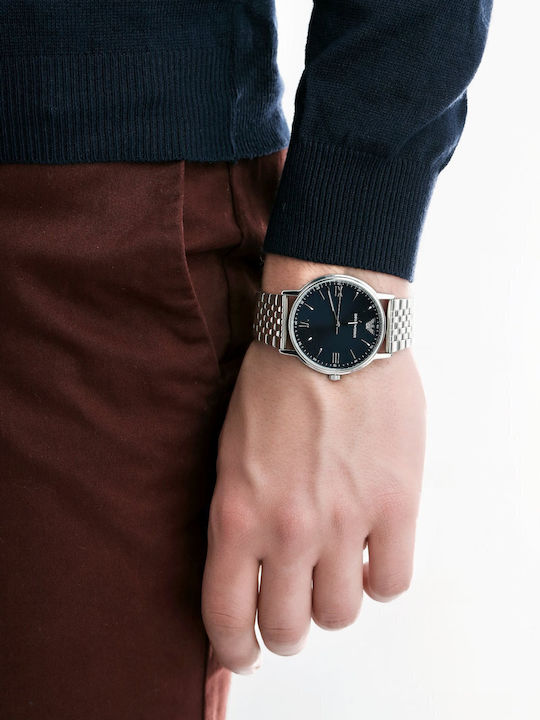 Emporio Armani Kappa Herrenuhr 41mm Batterie mit Silber Metallarmband