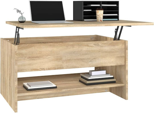 vidaXL Rechteckiges Zentral Kaffeetisch Aus Holz Mit Hebemechanismus Beige M80xB50xH40cm