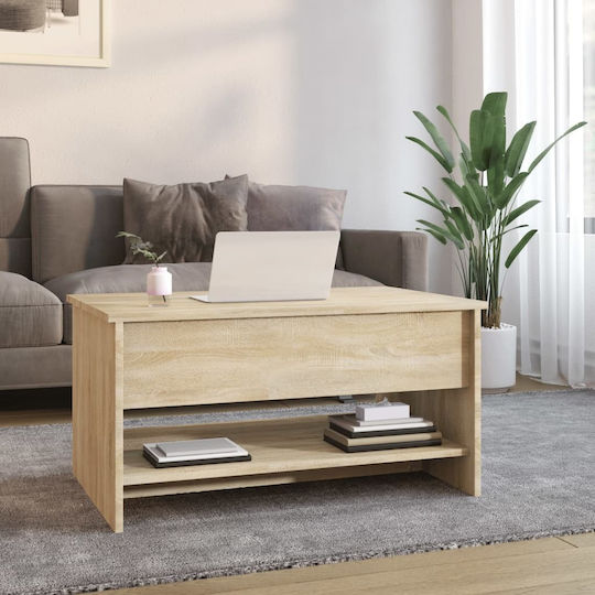 vidaXL Rechteckiges Zentral Kaffeetisch Aus Holz Mit Hebemechanismus Beige M80xB50xH40cm
