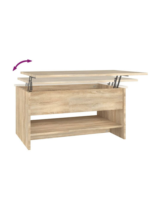 Rectangular Central Wooden Coffee Table with Lifting Mechanism Beige M80xW50xH40cm