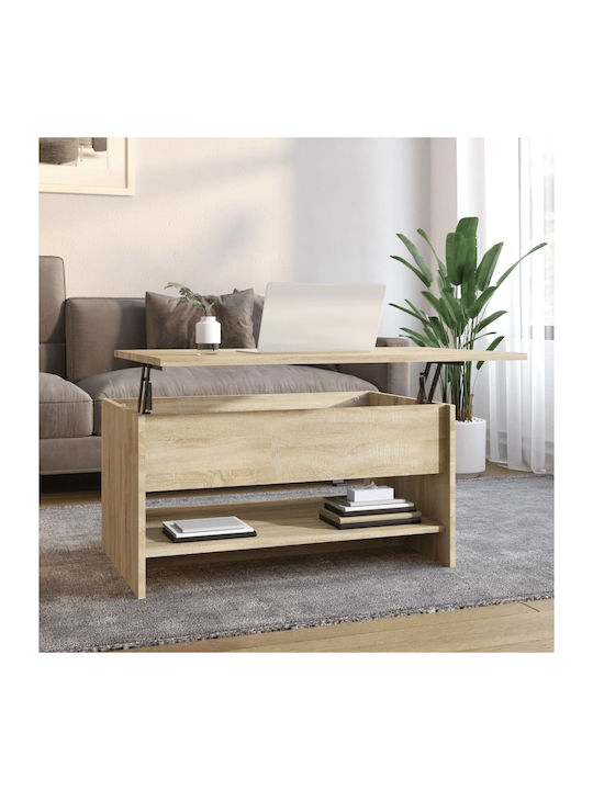 Rectangular Wooden Coffee Table with Lift Top Sonoma L80xW50xH40cm