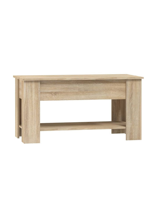 Rectangular Central Wooden Coffee Table with Lifting Mechanism Beige M101xW49xH52cm