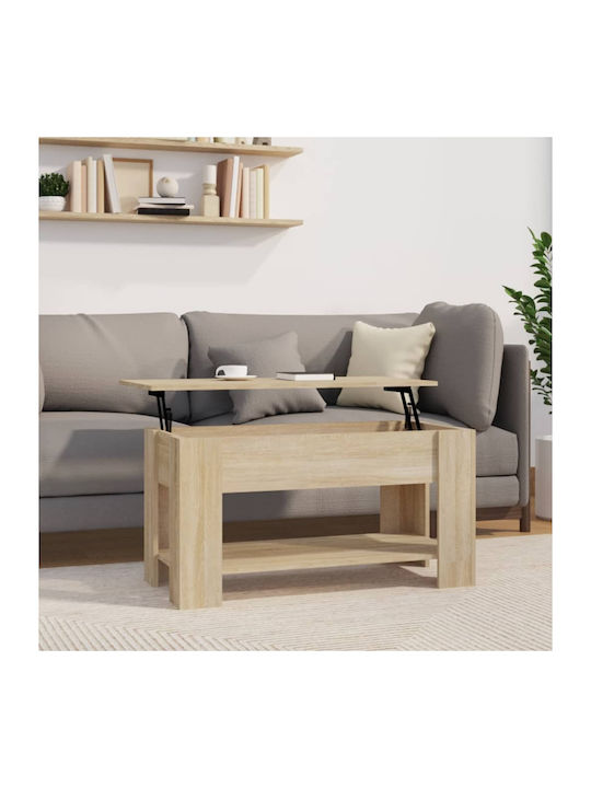 Rectangular Coffee Table Wooden with Butler Beige L101xW49xH52cm.