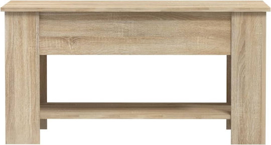Rectangular Central Wooden Coffee Table with Lifting Mechanism Beige M101xW49xH52cm