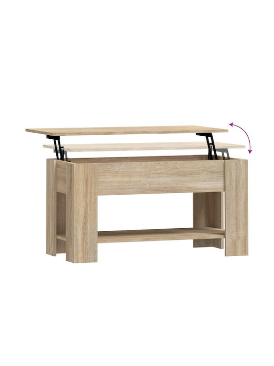 Rectangular Central Wooden Coffee Table with Lifting Mechanism Beige M101xW49xH52cm
