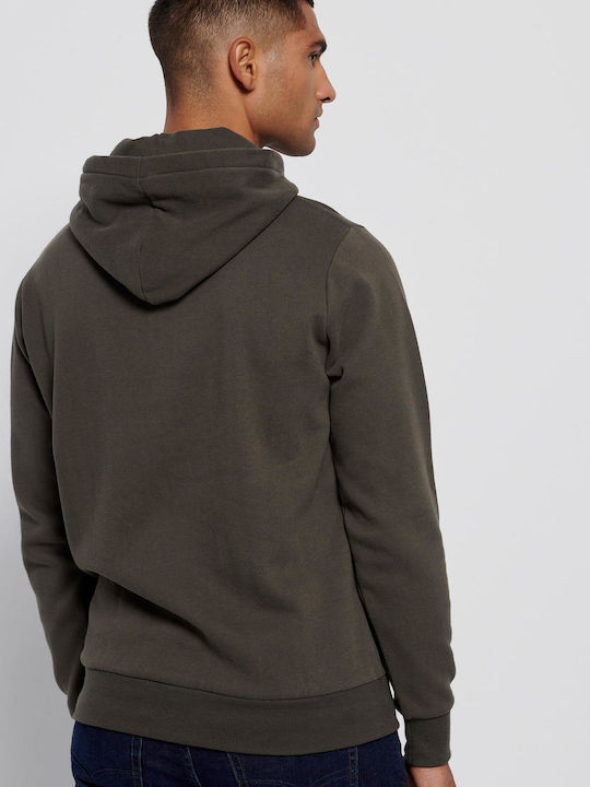 Funky Buddha Men's Sweatshirt with Hood and Pockets Khaki