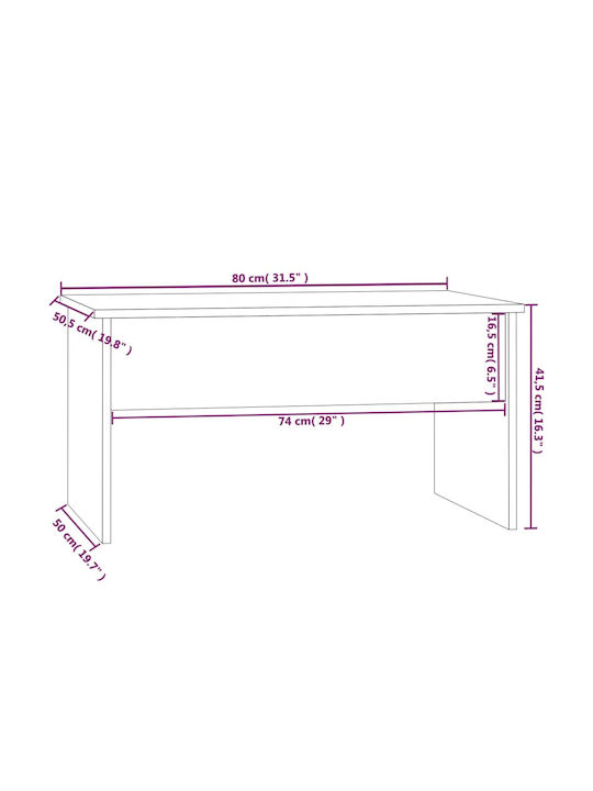 Rectangular Central Wooden Coffee Table with Lifting Mechanism Beige W80xL50.5xH41.5cm