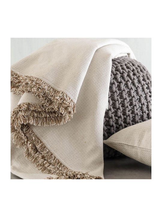 Rythmos Luna Three-Seater Sofa Throw 2 Sides Jacquard 180x280cm Beige