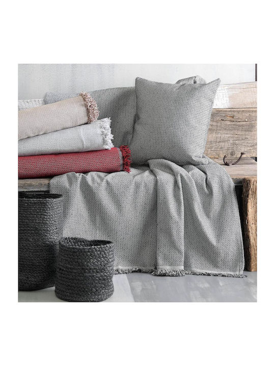 Rythmos Luna Three-Seater Sofa Throw 2 Sides Jacquard 180x280cm Dark Grey
