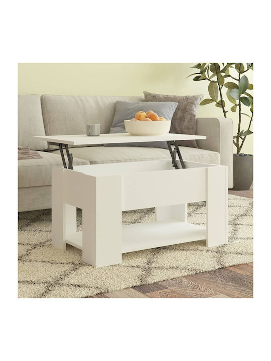 Rectangular Wooden Coffee Table with Lift Top White L79xW49xH41cm