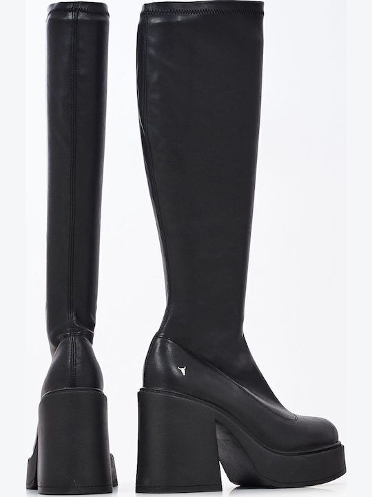 Leather High Heel Women's Boots Giddy Black