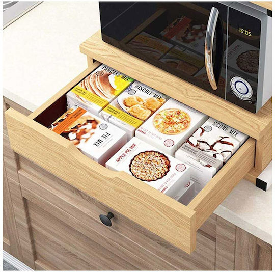 Bakaji Metal Base for Microwave Oven 54x35x50cm Light Brown