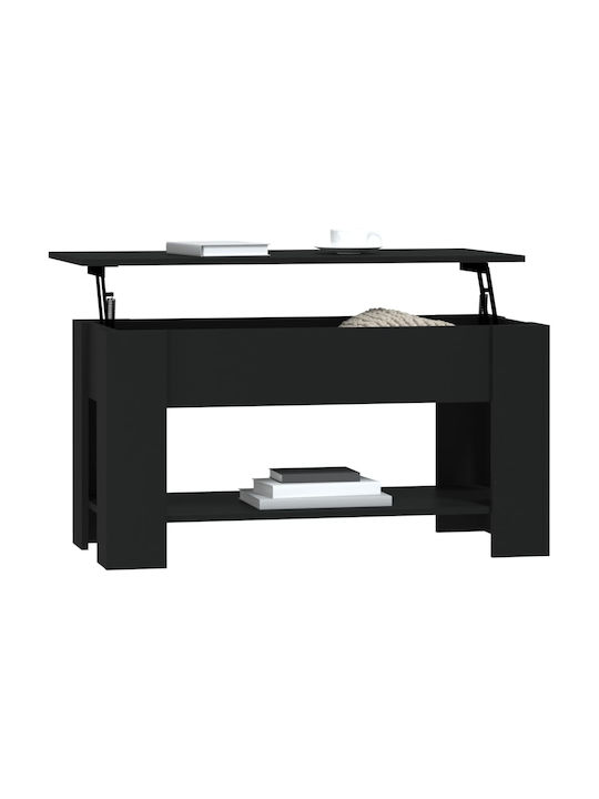 Rectangular Central Wooden Coffee Table with Lifting Mechanism Black M102xW49xH42cm