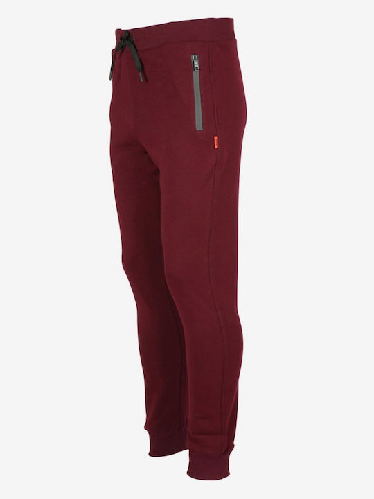 John Frank Men's Sweatpants with Rubber Burgundy