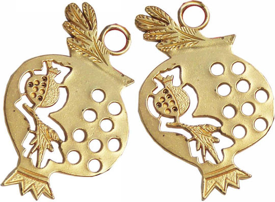 Kostibas Fashion Metallic Threaded Motif for Jewelry Gold in Shape Pomegranate 4.8x3cm. Set 25pcs