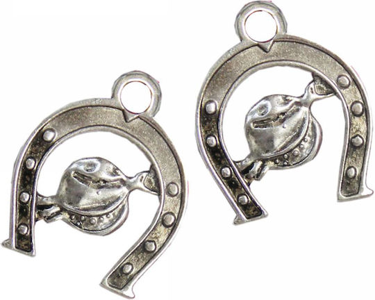 Kostibas Fashion Horseshoe with Pomegranate Metallic Pendant Motif for Jewelry from Silver 2.7x3.5cm. Set 25pcs