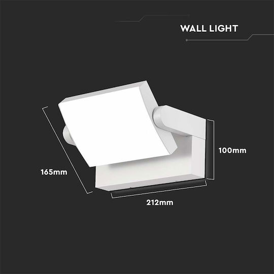 V-TAC Стенен Външен Плафон LED IP65 17W с Топло бяло Светлина 21.2x16.5x10εκ.