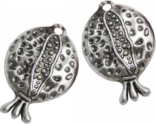 Kostibas Fashion Metallic Pendant Motif for Jewelry in Shape Pomegranate from Silver 2.7x4cm. Set 25pcs