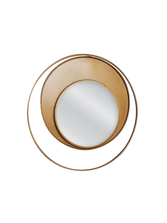 ArteLibre Bolger Wall Mirror with Gold Metallic Frame Diameter 60cm 1pcs