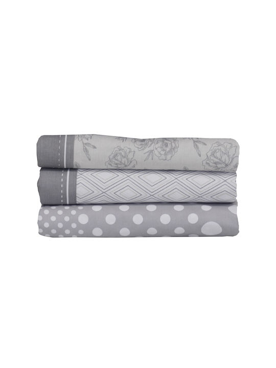 Anna Riska Mix & Match Σετ Μαξιλαροθήκες Oxford 26 Γκρι 50x70εκ.
