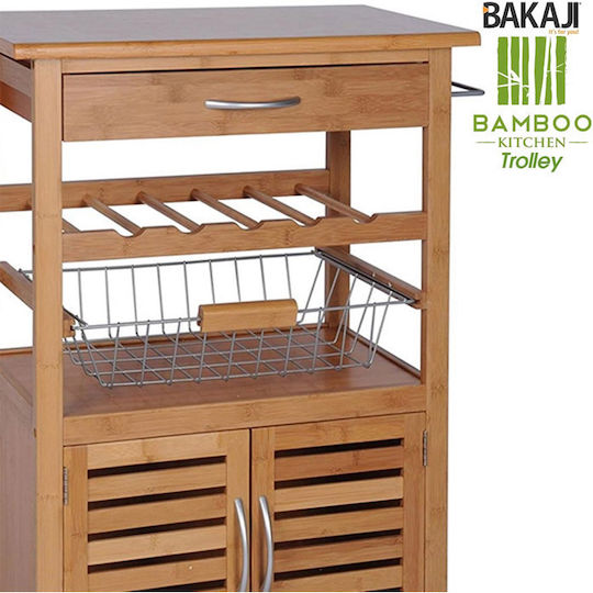 Bakaji Τρόλεϊ Ξύλινο 5 Θέσεων Καφέ 02662786 Bakaji Τρόλεϊ Ξύλινο 5 Θέσεων Καφέ 02662786