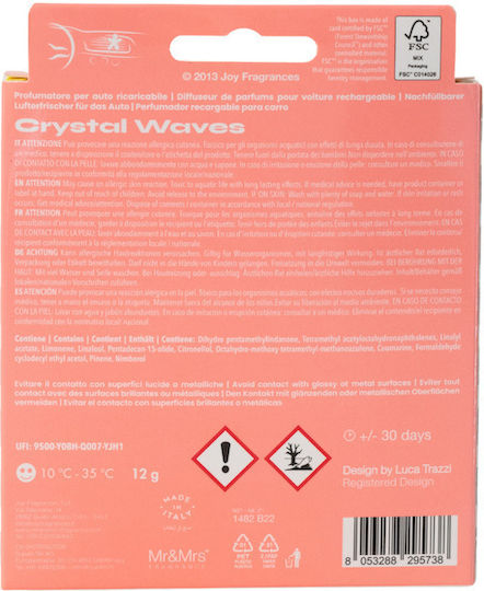 Mr & Mrs Fragrance Car Air Freshener Air Vent Niki White Glitter Crystal Waves