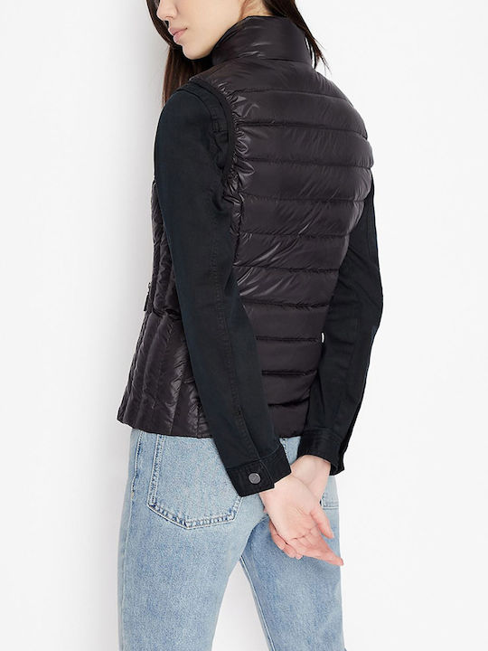 Armani Exchange Kurz Damen Ärmellos Puffer Jacke für Winter Schwarz