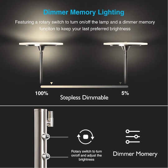 Pakfung LED Stehleuchte H180xB25cm. mit Warmweißem Licht 1620lm Weiß