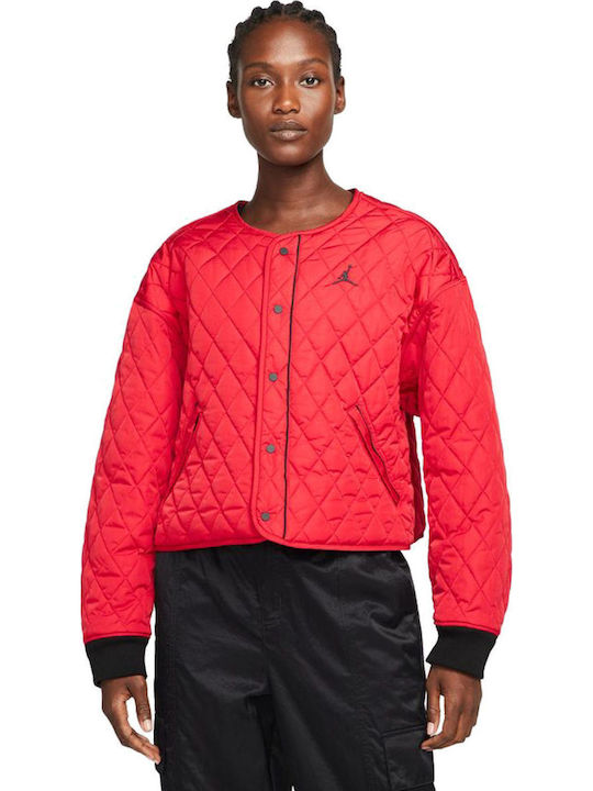 Women's Short Lifestyle Jacket Double Sided for Spring or Autumn Red / Charcoal