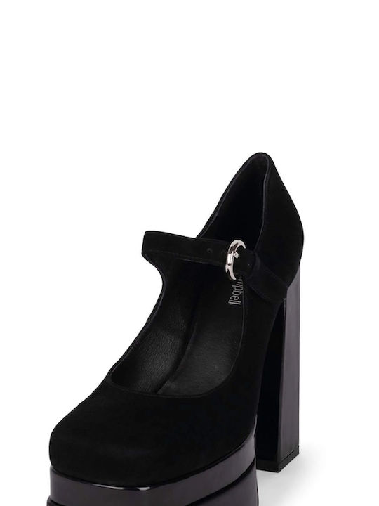 Jeffrey Campbell Leather Black High Heels with Strap Mary