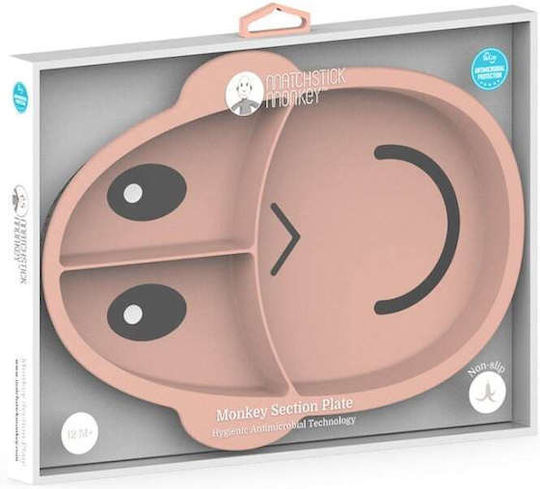 Matchstick Monkey Baby Food Plate made of Silicone Pink