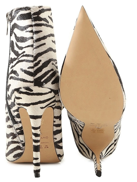 Leather Women's Ankle Boots with High Heel Animal Print