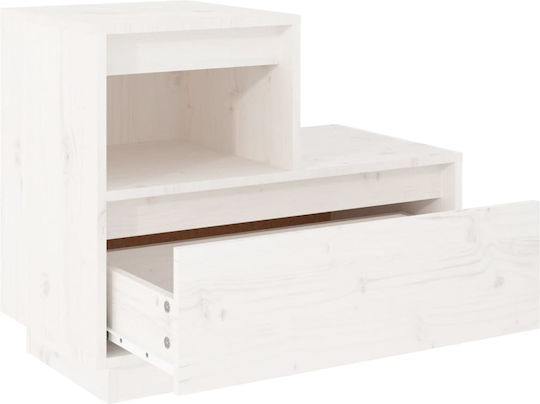 Noptiere din Lemn Masiv Albe 2buc 60x34x51cm