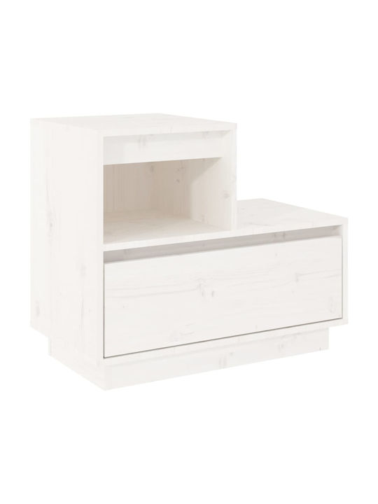 Noptiere din Lemn Masiv Albe 2buc 60x34x51cm