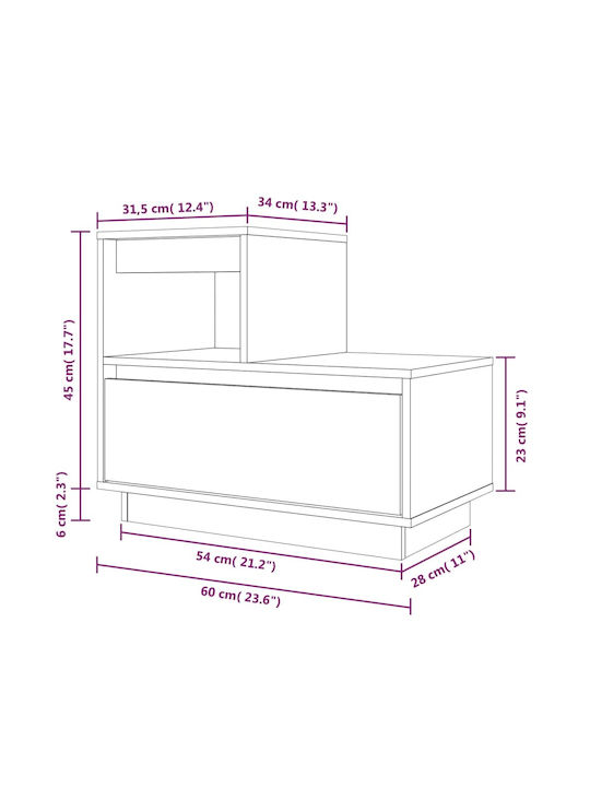 Noptiere din Lemn Masiv Albe 2buc 60x34x51cm
