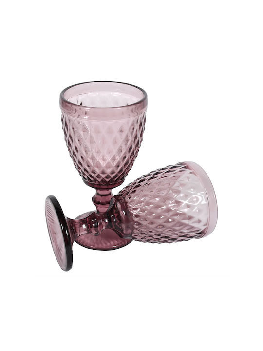 Fylliana Glass Set for White and Red Wine made of Glass in Pink Color Stacked 6pcs