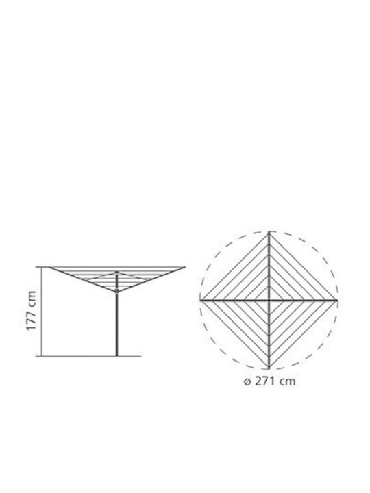 Brabantia Essential Rotary Dryer Metallic Folding Floor Clothes Drying Rack with Hanging Length 40m