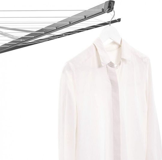 Brabantia Lift-O-Matic Folding Floor Clothes Drying Rack for Garden Metallic with 50m Hanging Length