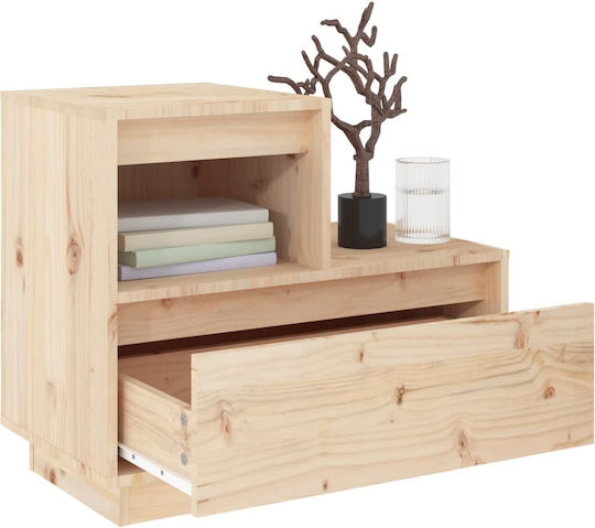 Noptiere din Lemn Masiv Bej 2buc 60x34x51cm