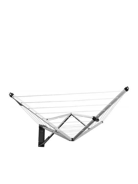Brabantia WallFix Dryer Metallic Folding Wall Mounted Clothes Drying Rack with Hanging Length 24m