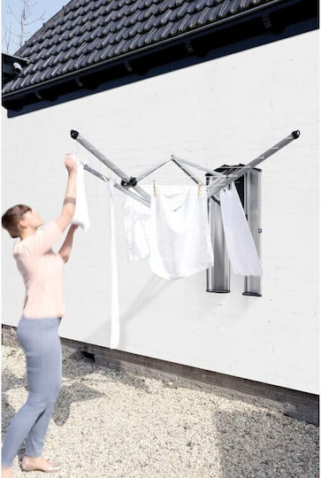 Brabantia WallFix Dryer Folding Wall Clothes Drying Rack Metallic with Hanging Length 24m
