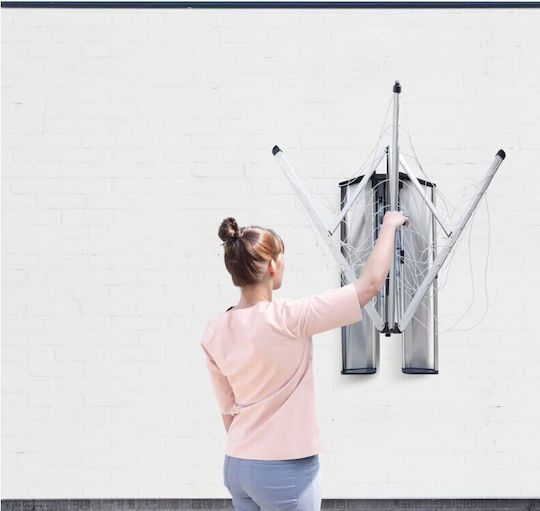 Brabantia WallFix Dryer Folding Wall Clothes Drying Rack Metallic with Hanging Length 24m