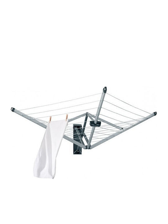 Brabantia WallFix Dryer Metallic Folding Wall Mounted Clothes Drying Rack with Hanging Length 24m