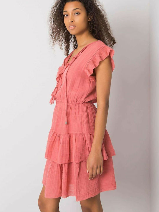 Och Bella Summer Mini Dress with Ruffle Pink