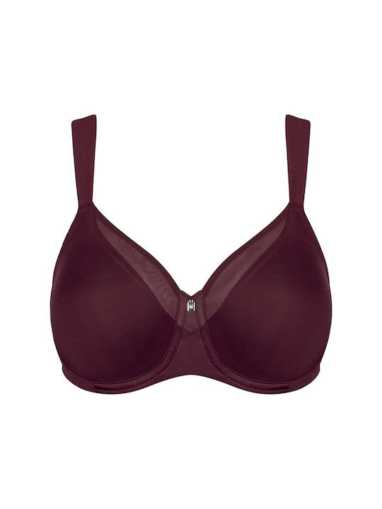Bra without Padding Underwire Burgundy